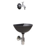 Fontana a muro 600 con rubinetto 195/C sifone e rosone Margherita