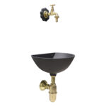 Fontana a muro 600 con rubinetto 195/L sifone e rosone Margherita