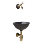 Fontana a muro 600 con rubinetto 303/B sifone e rosone Margherita