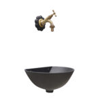 Fontana a muro 600 con rubinetto 303/B e rosone Margherita