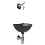 Fontana a muro 600 con rubinetto 303/C rosone margherita e sifone