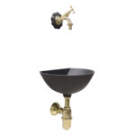 Fontana a muro 600 con rubinetto 303/L sifone e rosone Margherita