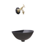 Fontana a muro 600 con rubinetto 303/L e rosone Margherita