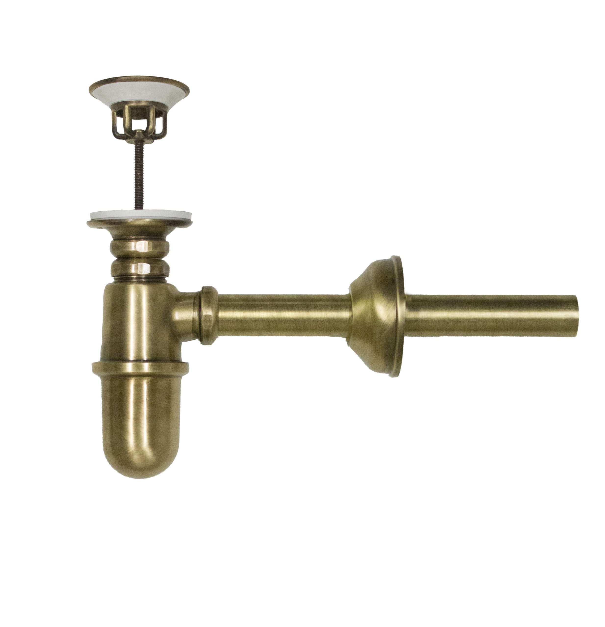 Sifone in ottone brunito con piletta