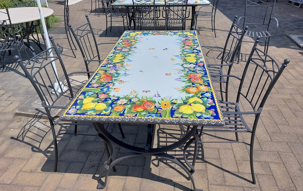 COMPOSIZIONE TAVOLO CM 180X90 CON PIANO IN LAVICA