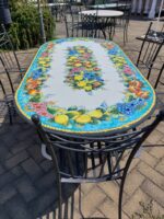 COMPOSIZIONE TAVOLO CM 200X100 CON PIANO OVALE IN LAVICA