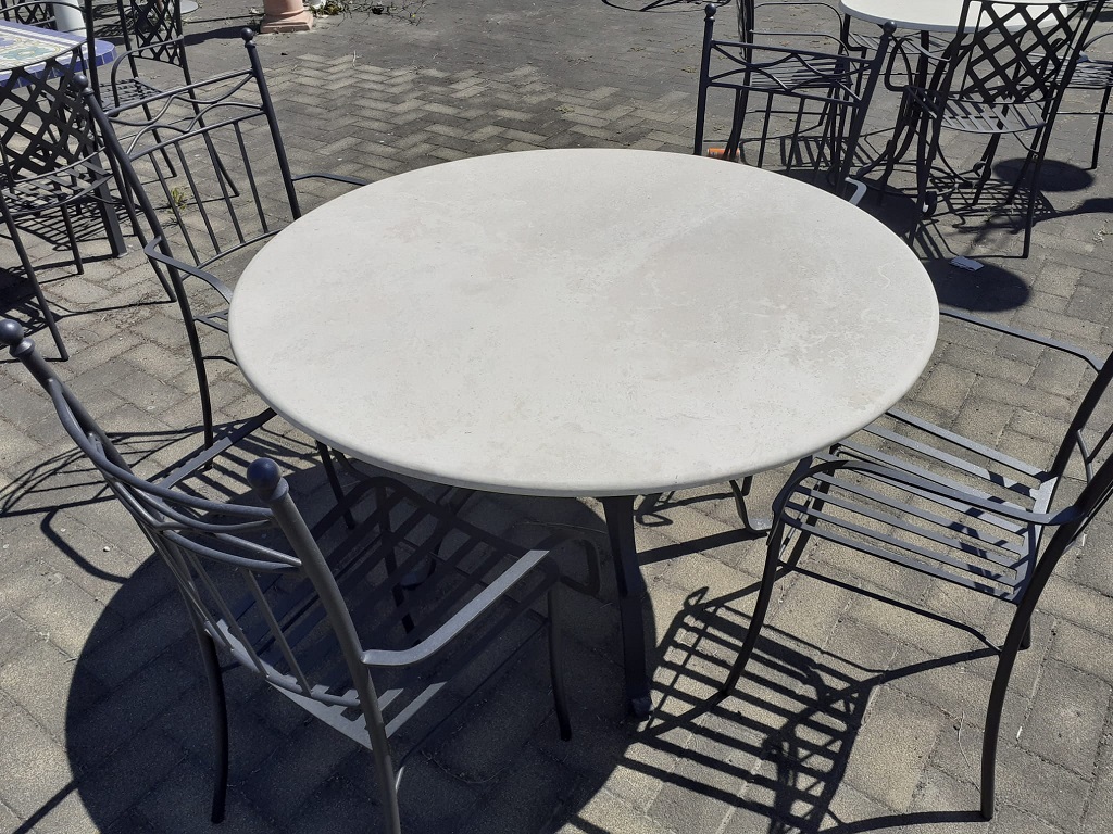 COMPOSIZIONE TAVOLO CM 120 CON PIANO IN TRAVERTINO