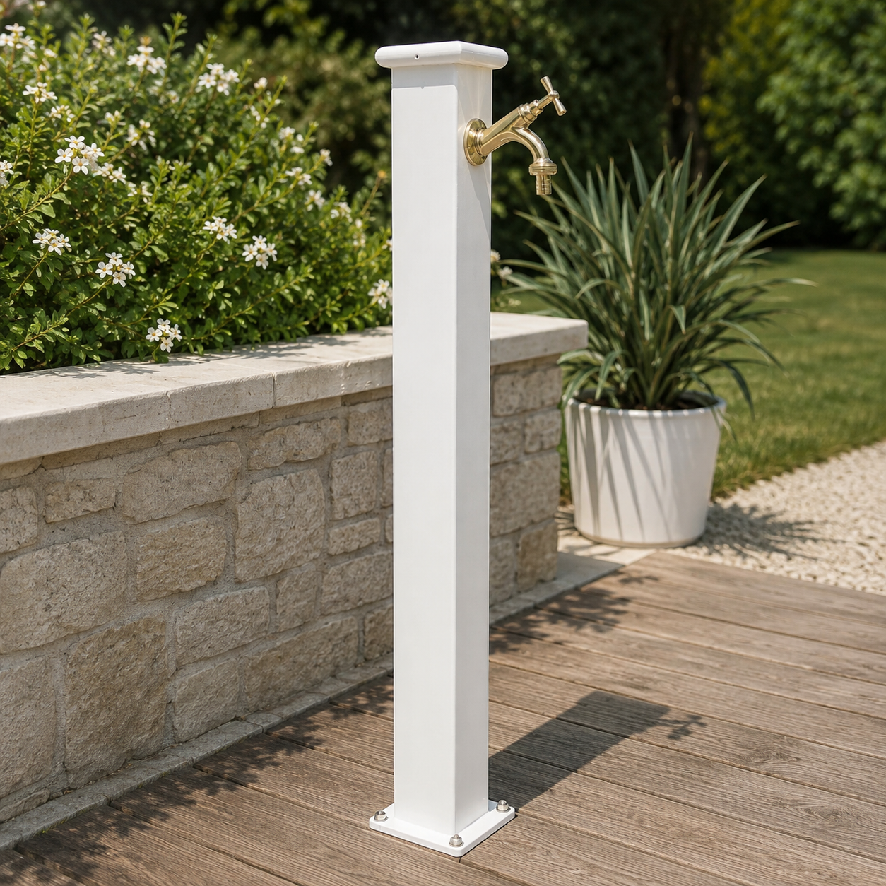 ChatGPT Image 19 ago 2026, 14_04_06 Fontana a colonna mod. Olimpia bianco RAL9010 con rubinetto cod.303/L - immagine 1